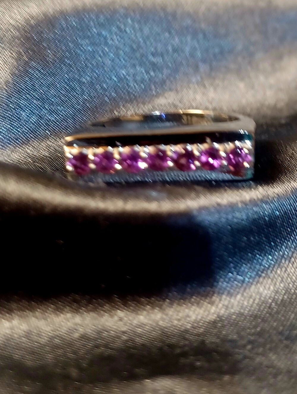 Men's Sterling Silver Purple Gemstone Row Ring